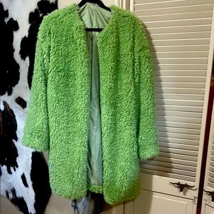Vibrant Green Faux Fur Coat